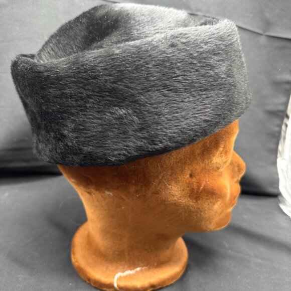 Vintage 1960s Miss Dior Created by Christian Dior Black Fur Italian Pillbox Hat main image 4
